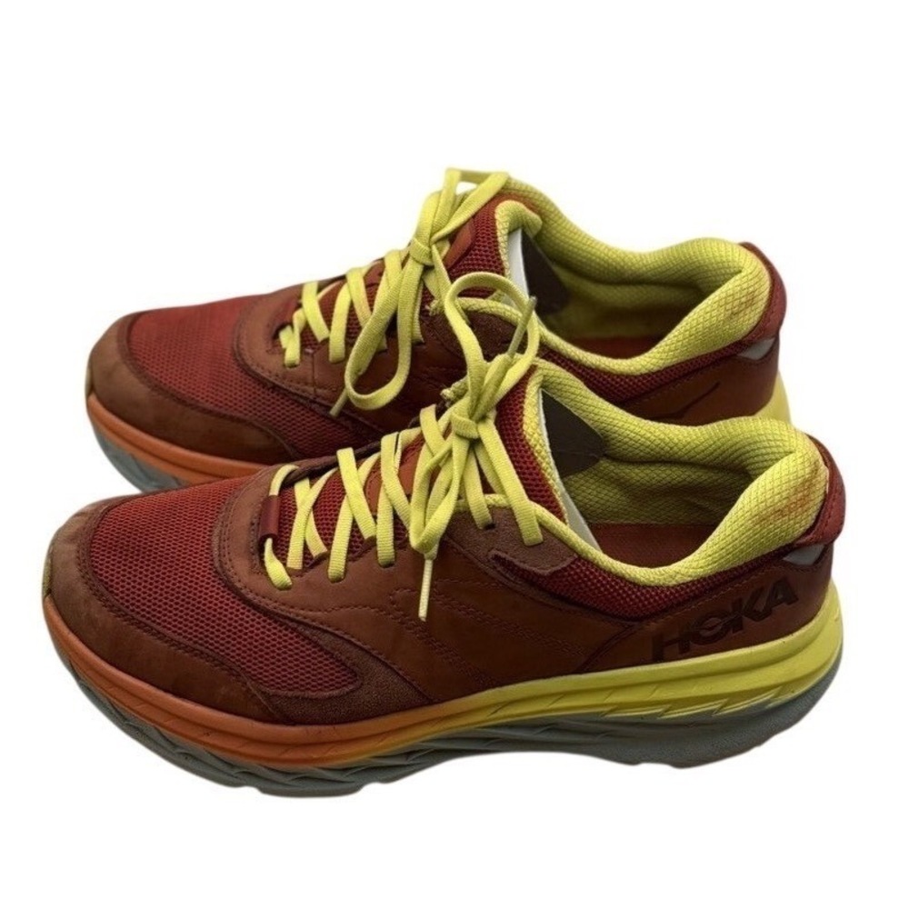 HOKA‎ Bondi L Running Shoes Mens 9.5 Womens 10.5 Neon Yellow Cushioned Sneakers